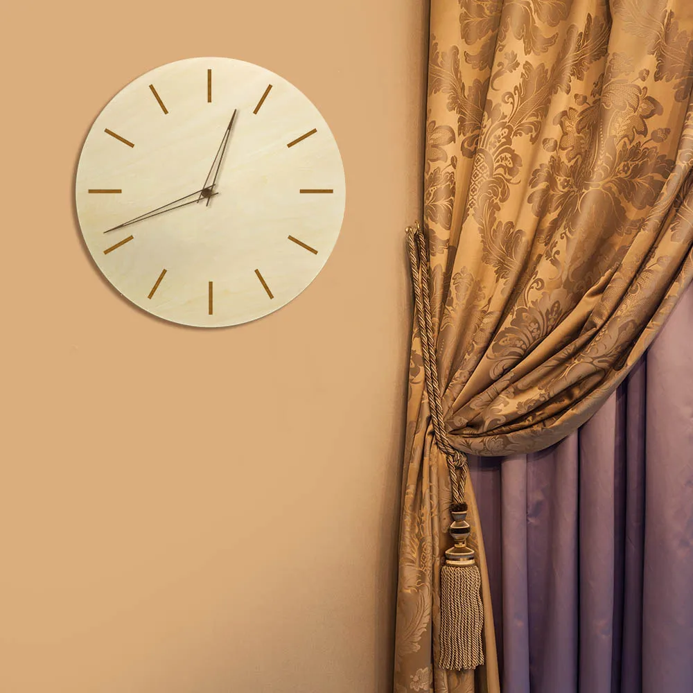 Simple Modern Silent Non-Ticking Wooden Wall Clock with Wood Pointer for Living Room Kitchen Home Office Housewarming Decor Gift | Дом и сад