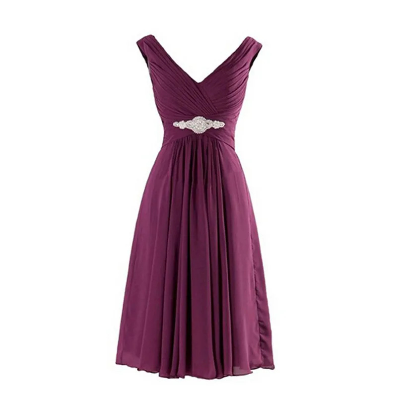 

New V-neck Halter Back Zipper Style Evening Dress Bridesmaid Dress Wedding Bride Toast Dress Short Dress Evening Gowns for Women