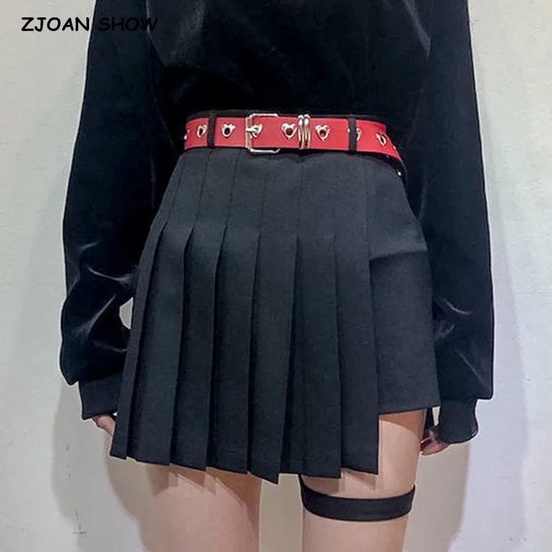 

Черная Асимметричная плиссированная мини-юбка Y2K с высокой талией, крутая юбка для девушек с шортами, нижнее белье, подкладка, боковая молния, весна-осень, Корея, 2022