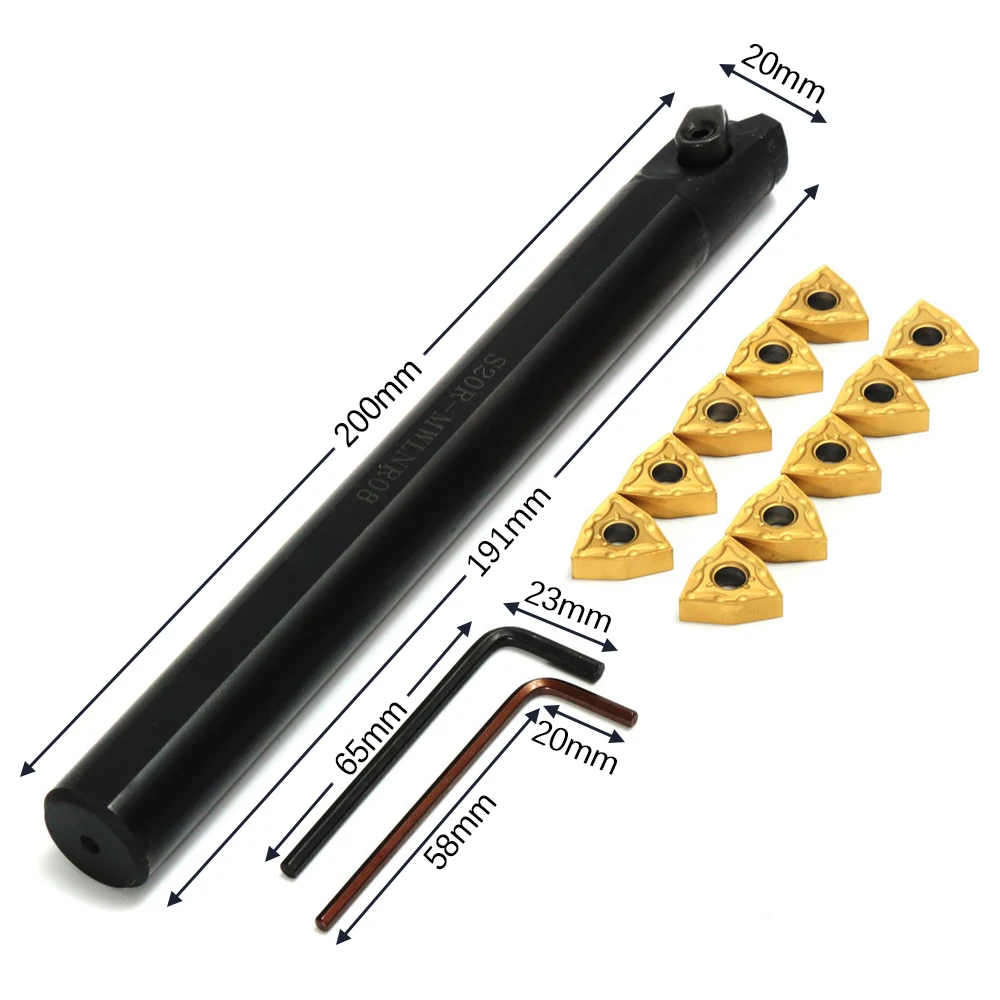 

Lathe Turning Tool Boring Bar Holder And 10pcs WNMG080404 Carbide Insert And 2 Hex Wrench Tool Kit Lathe Turning Accessories
