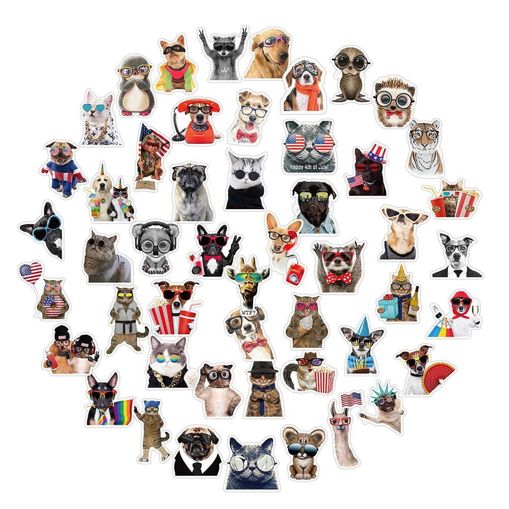 50pcs various animal stickers pack cat dog koala cool styling decal sticker for diy stationery bicycle car luggage phone laptop free global shipping