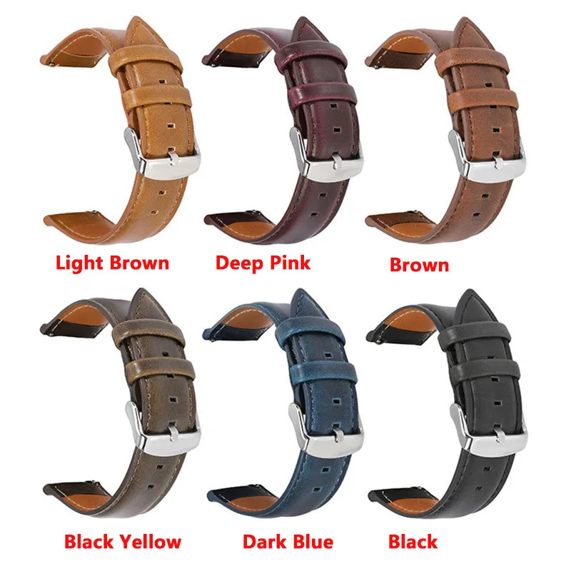 Quick Release Leather Watch Band Crazy Horse Leather Retro Watchband Wrist Strap Men's Strap 18mm 20mm 22mm Watch Accessories