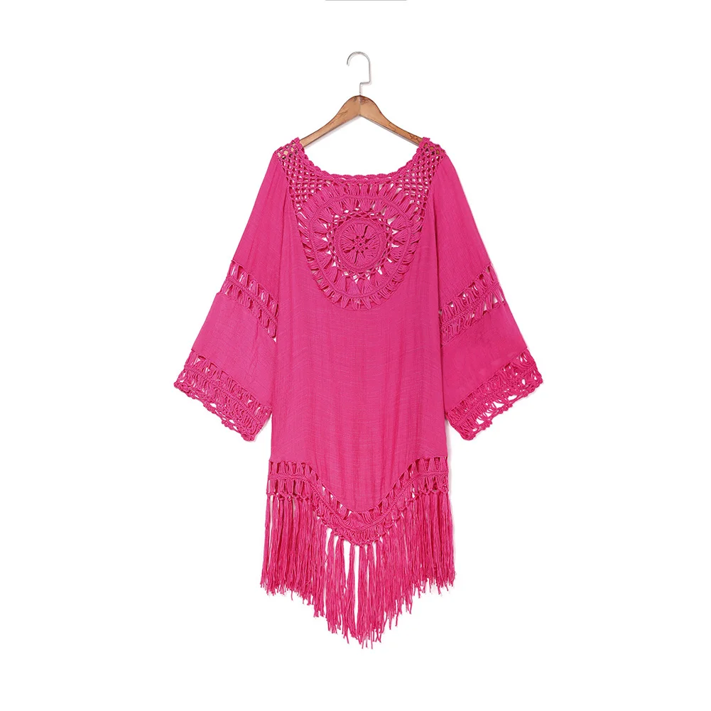 

Women Summer Tassels Swim Cover-up Lady Girls Lace Crochet Bikini Cover Up Swimwear Bathing Suit Beach Dress Tops
