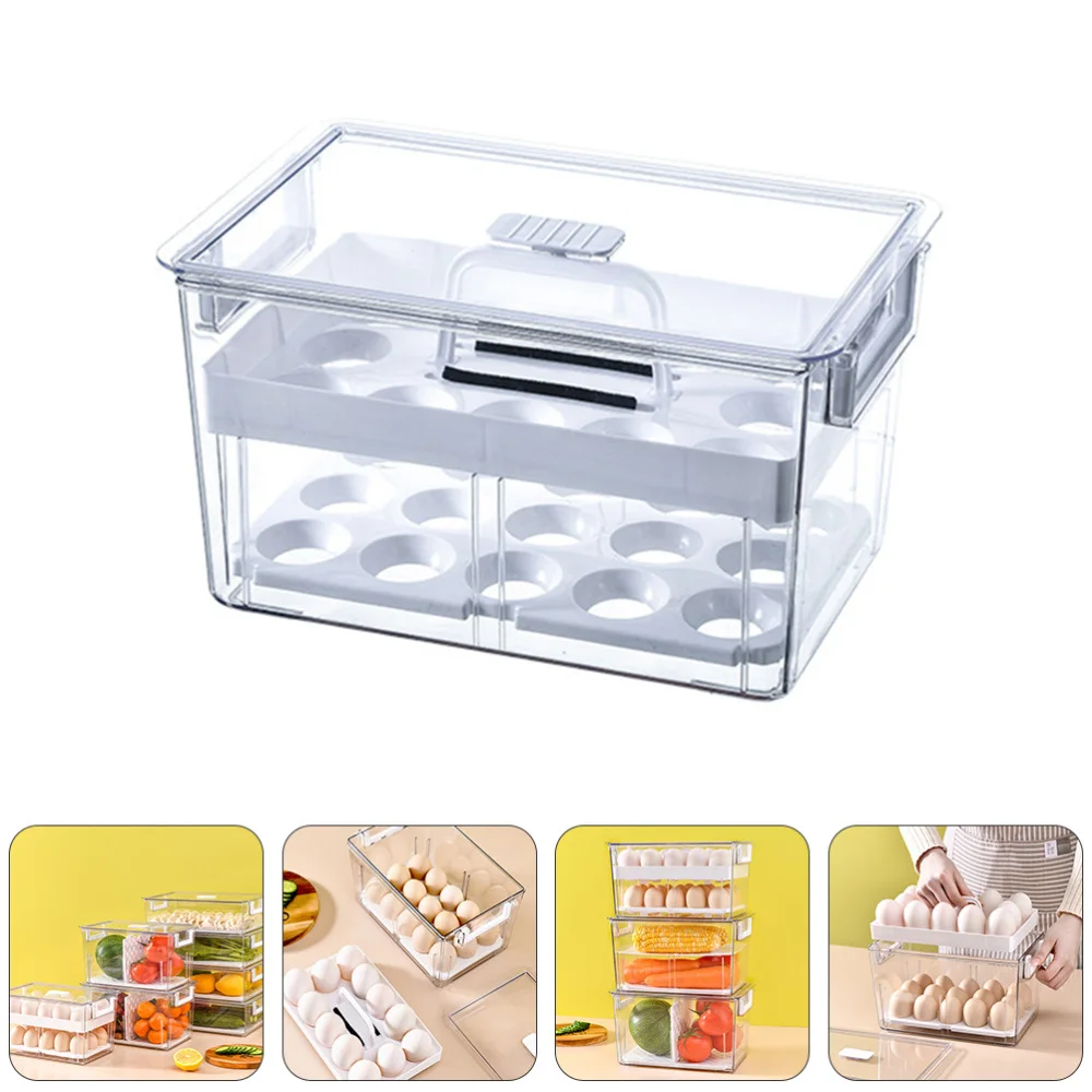 

1pc Refrigerator Organizer Bin Transparent Storage Box Egg Storage Bin