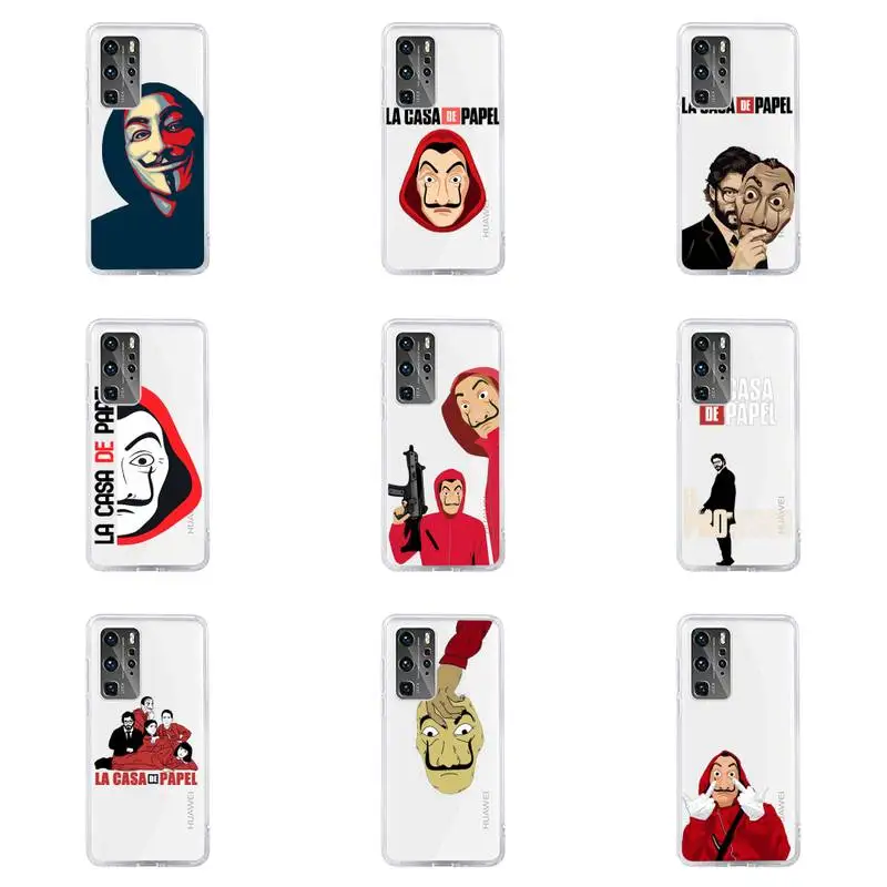 

La casa de papel Money Heist Phone Case For Huawei P40 P30 P20 Mate Honor 10i 30 20 i 10 40 8x 9x Pro Lite Transparent Cover
