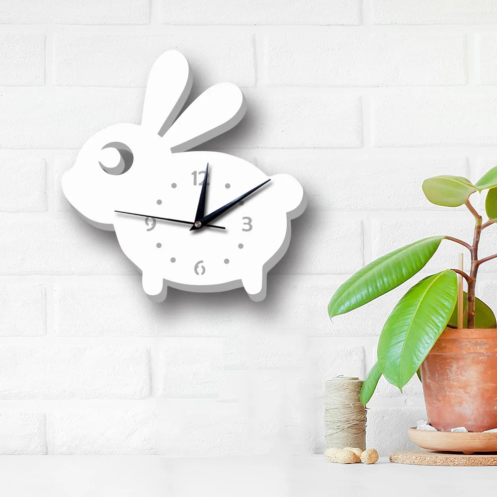 3D Маленький кролик настенные часы современный дизайн цифровой указатель ПВХ для