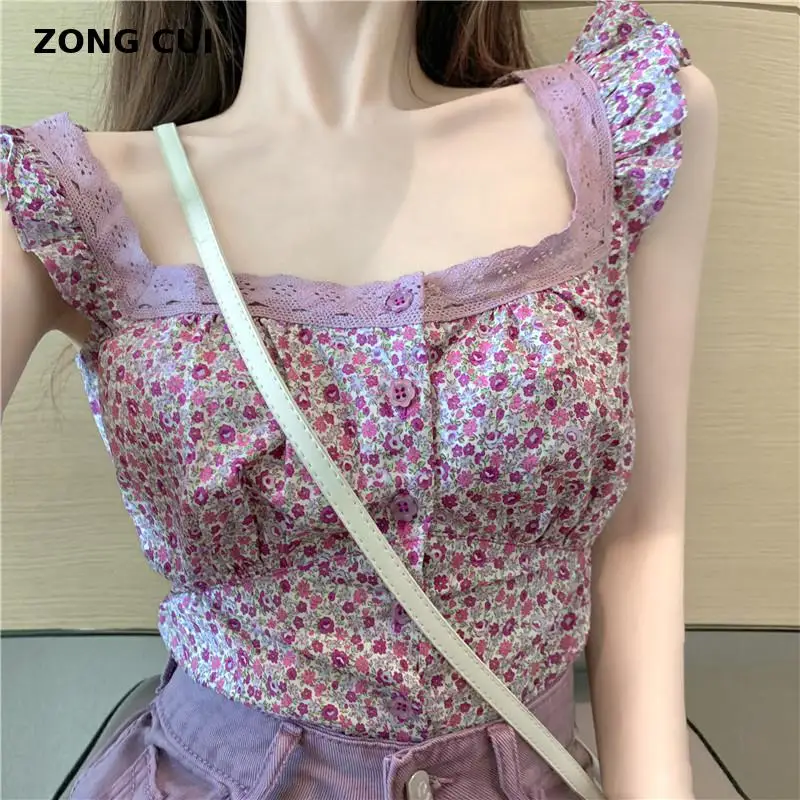 

Новая женская обувь с милым рисунком, топ c бретелькой через шею на лето: кружевной топ с оборками и квадратный вырез с коротким рукавом жиле...