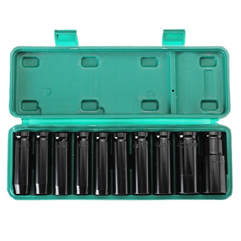 

Hot 10Pcs 8-24Mm 1/2 inch Drive Deep Impact Socket Set Heavy Metric Garage Tool For Wrench Adapter Hand Tool Set