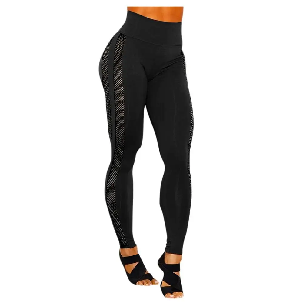 Женские повседневные сетчатые комбинированные спортивные Леггинсы с высокой