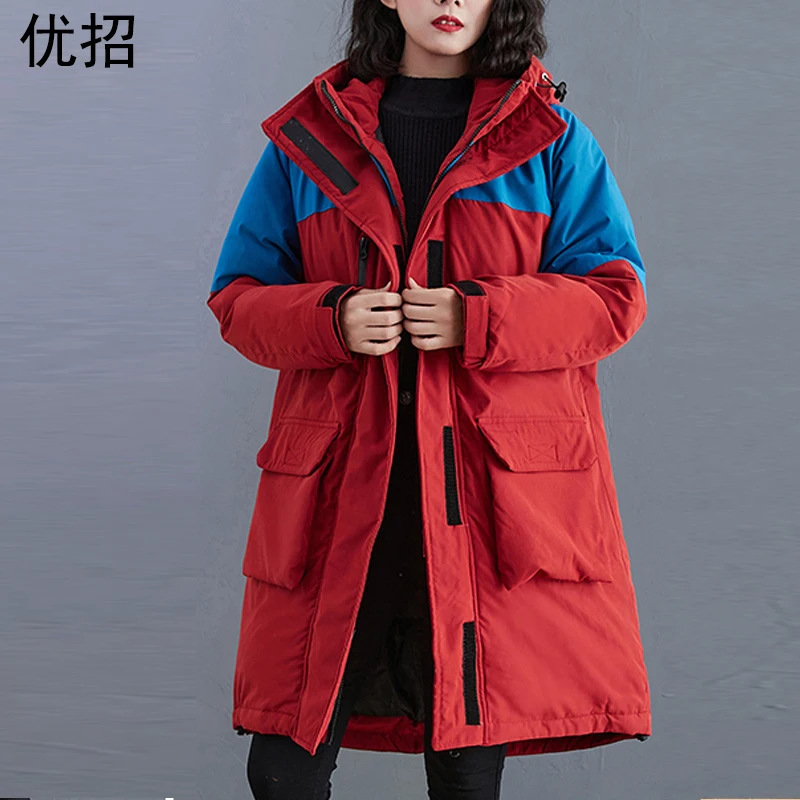 

На молнии женские толстовки с капюшоном; Длинные куртки 2020 новая зимняя теплая Свободная Повседневная стеганая куртка цельный размера плюс...