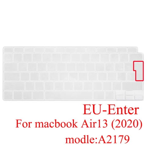 Для 2020 Новый Macbook Air 13 дюймов Силиконовая обложка клавиатуры для ноутбука с touchbar EU версия A2179 ноутбука защитная пленка