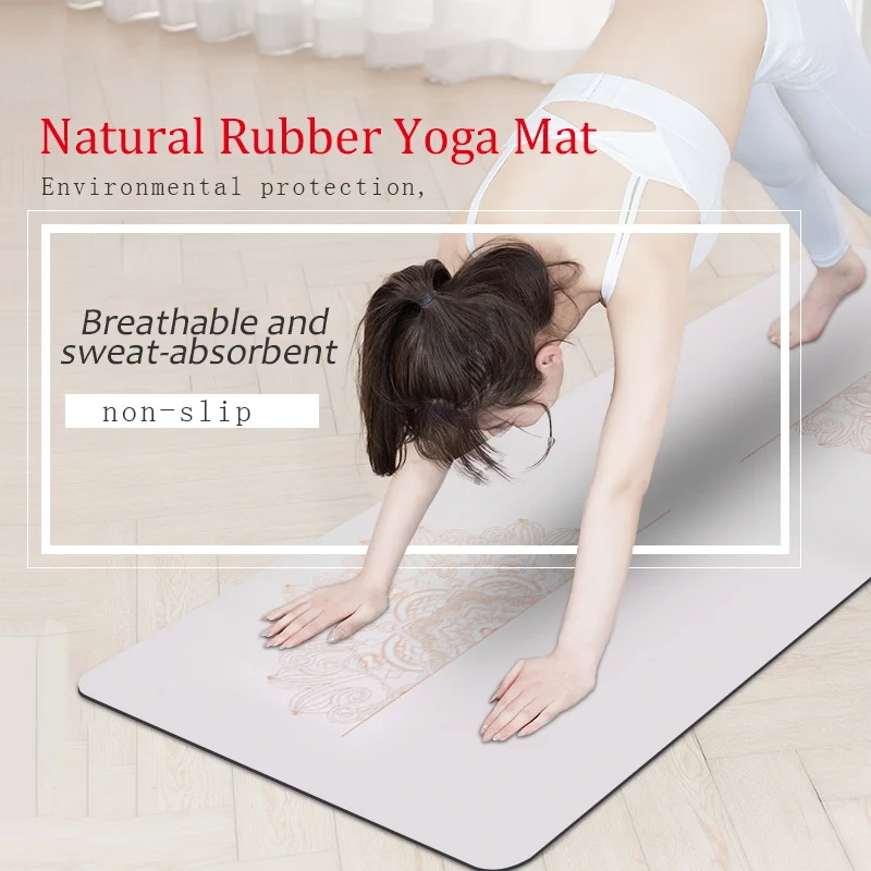 

Natural Rubber Yoga Mat White PU Surface 68cm Wide Thick Ultra Non Slip Workout Matt for Sweaty Hot Yoga Pilates Fitness