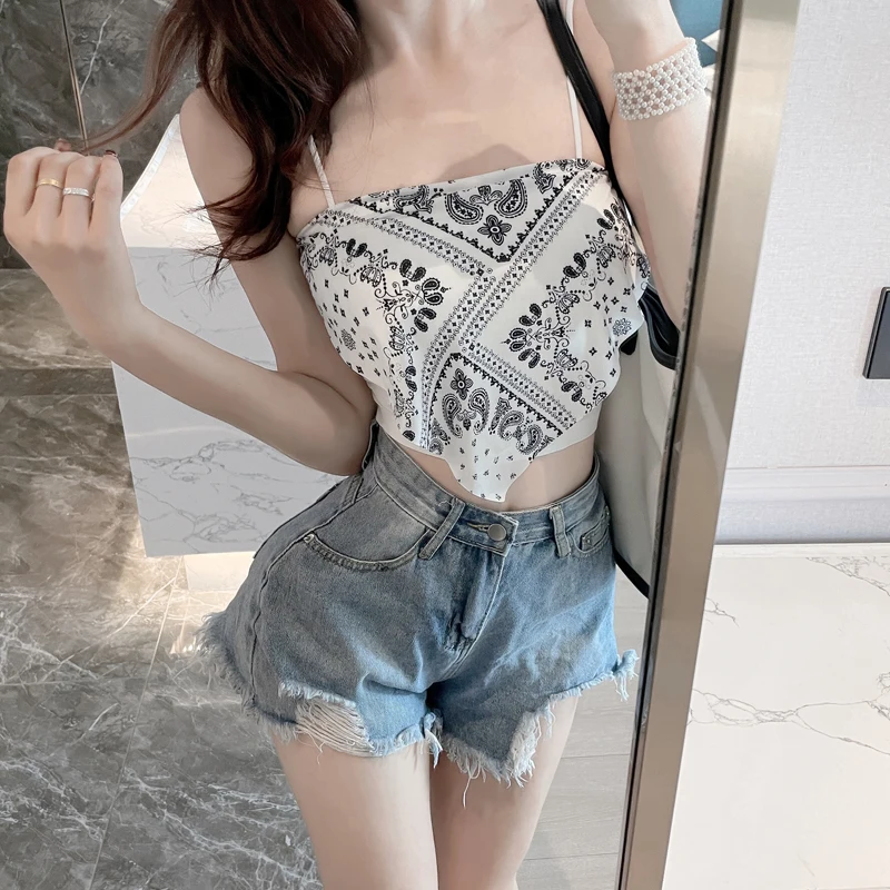 

Chinese Style Apron Small Sling Vest Women's Outer Wear Design Short Spring Summer Hot Girl Underwear Bandeau Triangle Scarf Top