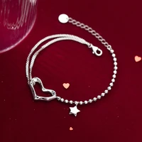 heart gifts for womens bracelets thai silver 925 star love bracelets on hand fine jewellery chain punk female accessories