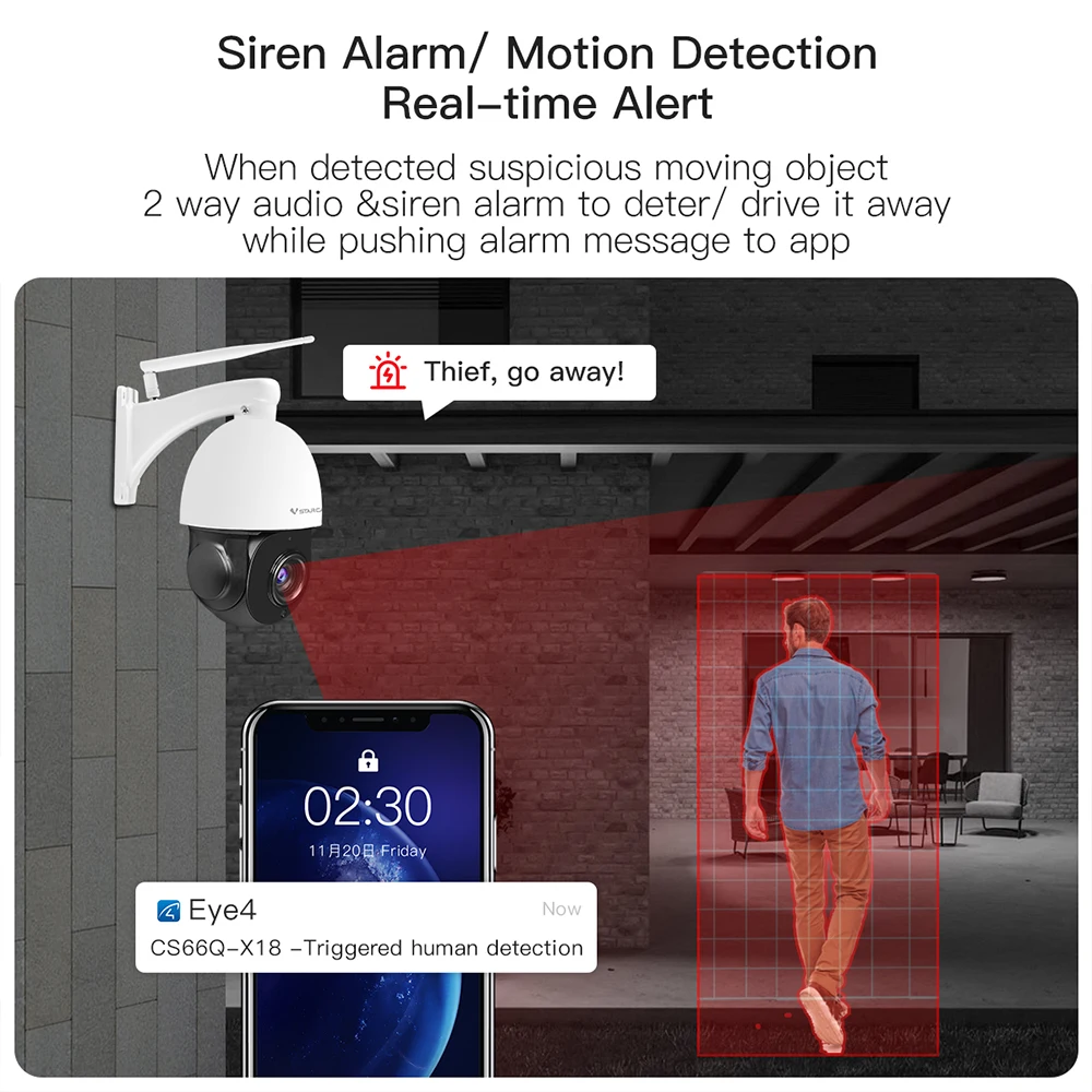 

Vstarcam Optical 18X Zoom Dome PTZ Wifi Camera 4MP Outdoor IP Camera Two-way Audio Human Auto Tracking Color Night Vision