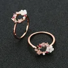 Модное очаровательное кольцо с бабочкой и цветами, креативные обручальные кольца, 1 шт., кольцо с кристаллом из циркония цвета розового золота, гламур, аксессуары