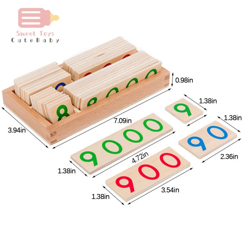 

Children's Wooden Montessori Numbers 1-9000 Learning Card Math Teaching Aids Preschool Children Early Education Educational Toys