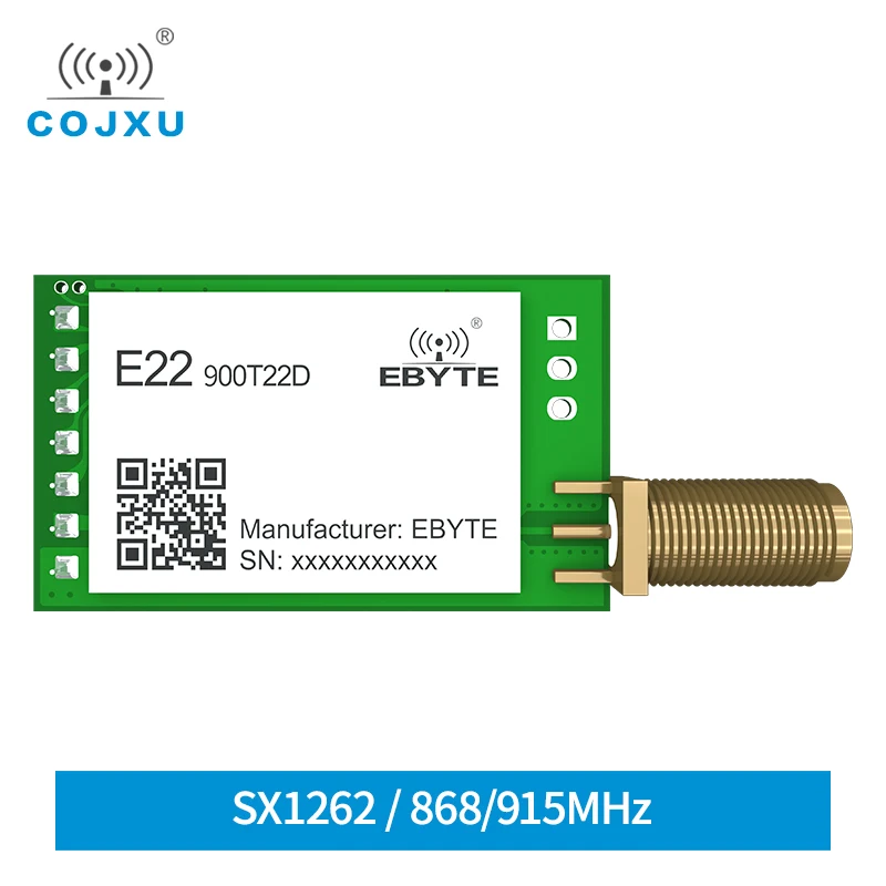 

SX1262 Lora 850.125-930.125MHz 22dBm 5km Range cojxu E22-900T22D 5V UART GPIO ISM Band 868Mhz LoRawan RF Module