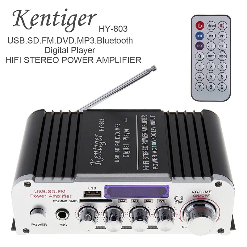 HY-803 2CH Hi-Fi автомобильный аудио усилитель мощности FM радио плеер SD USB DVD MP3 вход