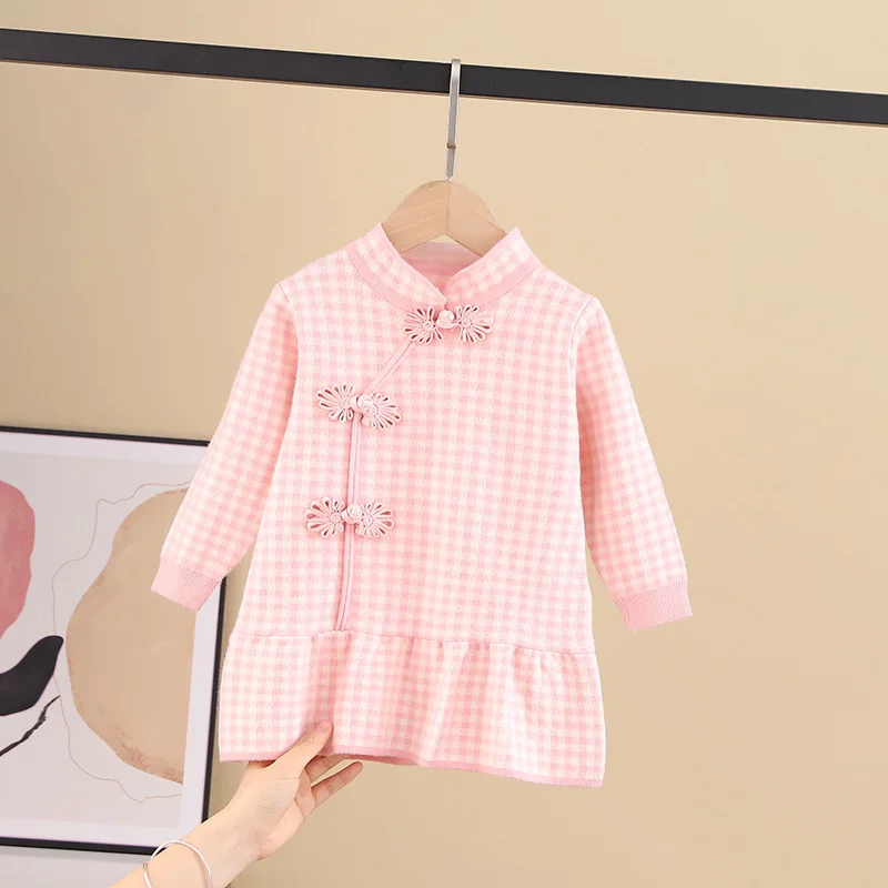 

Winter Baby Girl Clothes Fashion Chinese Style Kids Sweater Dress for Toddler Girl Baby Kids Winter Dress Drop Shipping