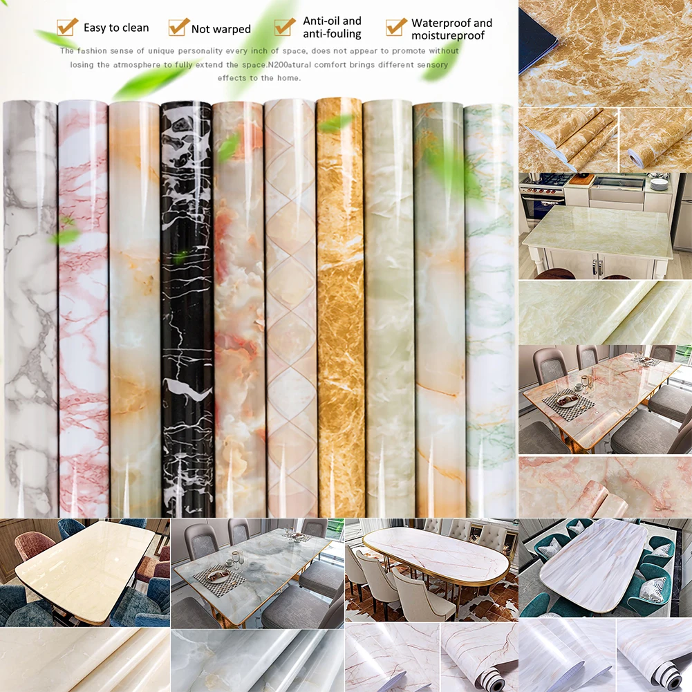 

Waterproof PVC Imitation Marble Pattern Sticker Self-adhesive Wallpaper Living Room Furniture Renovation Sticker Home Decor