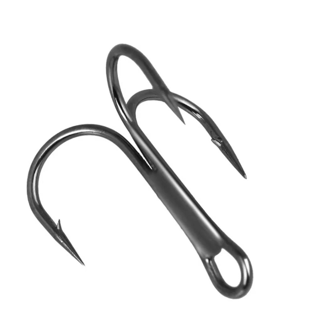 

10Pcs/lot 2# 4# 6# 8# 10# Black Fishing Hook High Carbon Steel Treble Overturned Hooks Fishing Tackle Round Bend Treble For Bass