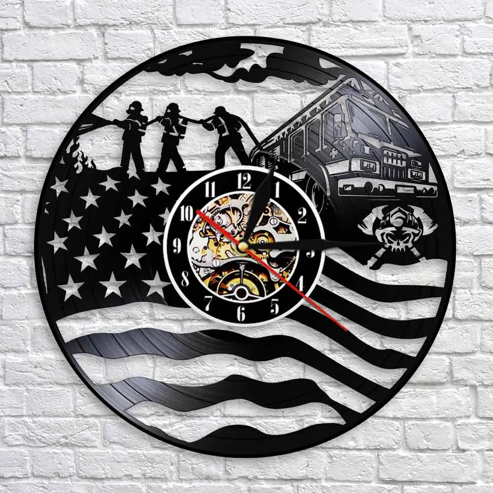 Пожарные виниловые часы пожарная станция настенное искусство домашний декор
