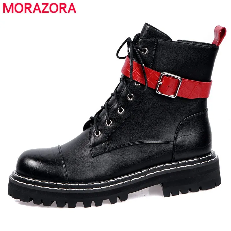 MORAZORA/Новинка 2020 года ботинки из натуральной кожи женские на платформе со