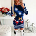 Рождественское платье, женское модное рождественское платье с принтом Санта-Клауса и длинным рукавом, женское платье, зимнее платье для 2021