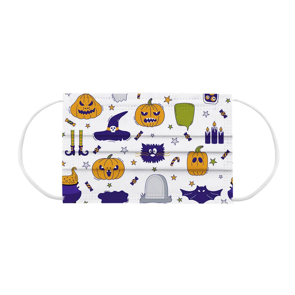 

50PC Children's Christmas Halloween Disposable Face Mask Industrial 3Ply Ear Loop Protective Anti-spitting Dustproof Mascarillas