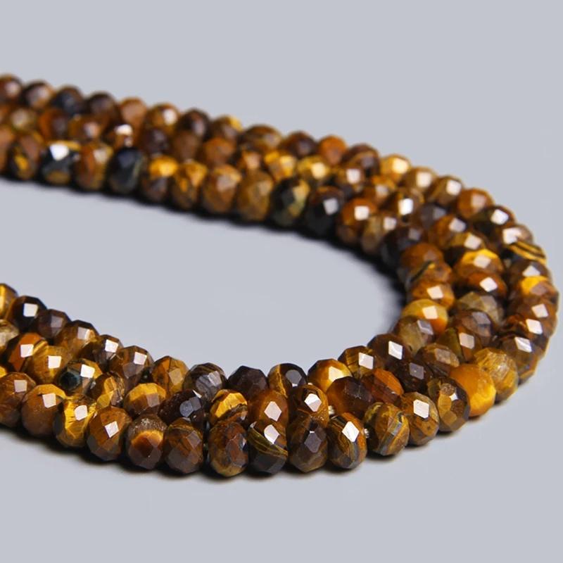 

Natural Yellow Tiger Eye Flat Disk Faceted Jaspers Gem Stone Beads Bracelet Necklace Spacer Beads Charm For Jewelry Making 4x6mm