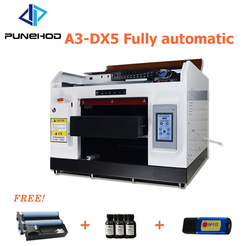 

Punehod A3 DX5 Inkjet Fast UV Printer Automatic Digital Flatbed Mobile Phone Case PVC Card Printing Machine 8 Colors cmyk+wwww