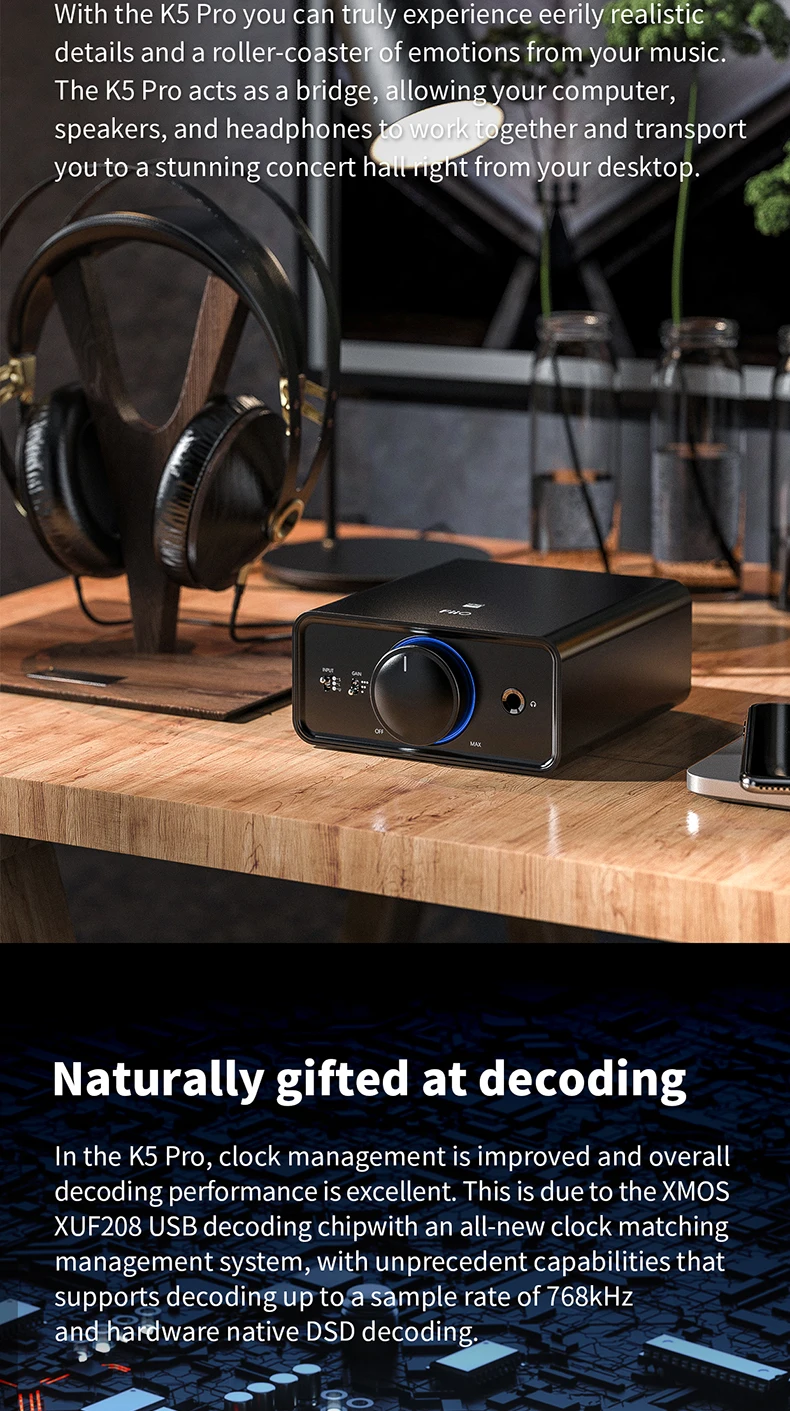 FiiO K5 Pro AK4493EQ | 768 K/32 бит и DSD декодирование Deskstop ЦАП и усилитель для дома и компьютера