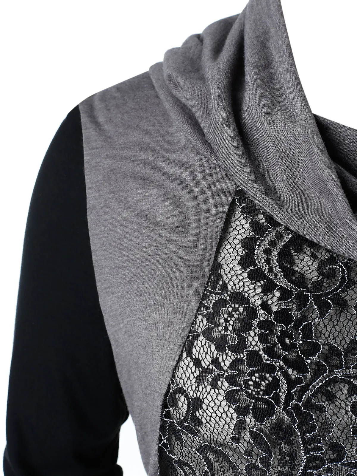 ROSEGAL размера плюс кружевная панель хомут шеи Асимметричная Туника тройник для