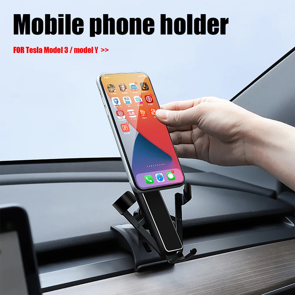car cell phone mount for tesla model 3y fixed clip safety cellphone holder stand phone mount car accessories free global shipping