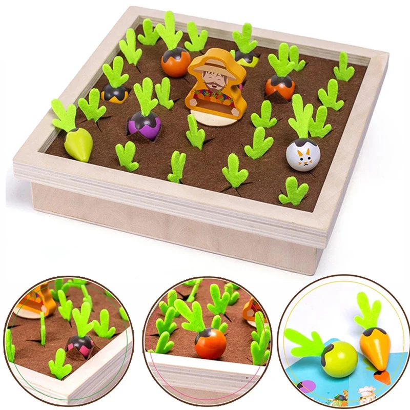 

Montessori Toy Set Wooden Toys Baby Pull Carrot Shape Matching Size Cognitive Puzzle Children Wooden Baby Toys