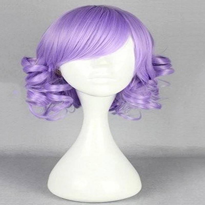 Lavender HAIRJOY синтетический парик для студенческой вечеринки Лавандовый фиолетовый короткий кудрявый Харадзюку стиль Лолита Парики - Цвет: Lavender