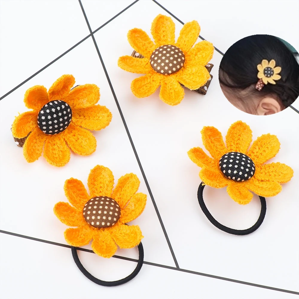 4 шт. милый эластичный с цветочным принтом для девочек волосы резинки набор