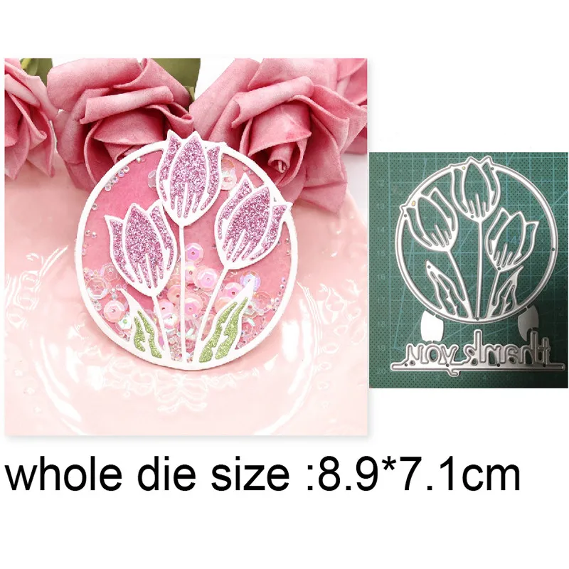 

metal cutting dies cut die mold Flower Circle Frame Thank You Decoration Scrapbook paper craft knife mould blade punch stencils