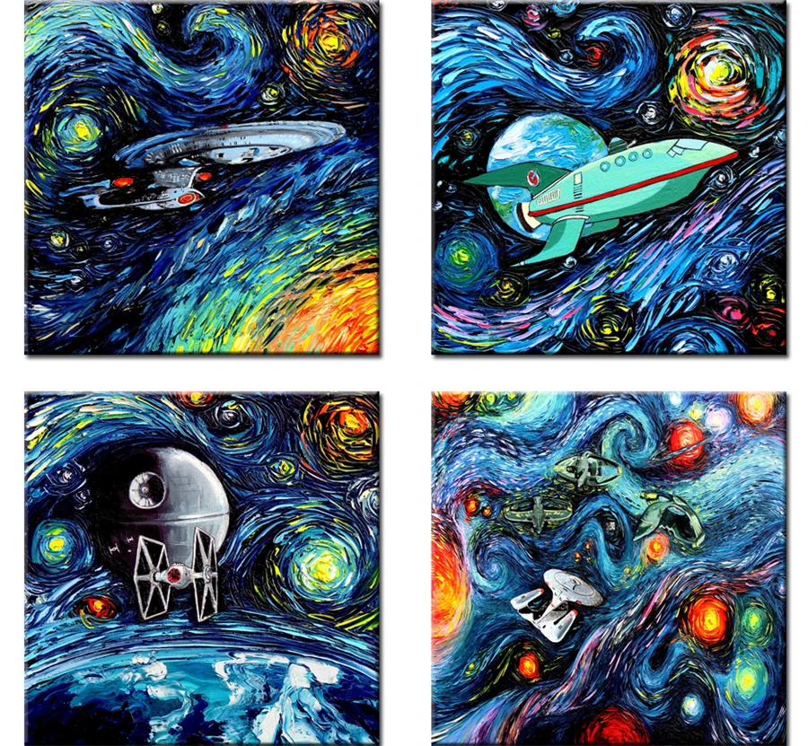 Ван Гог Звездные войны-звездная звезда напечатанная Картина на холсте гостиная