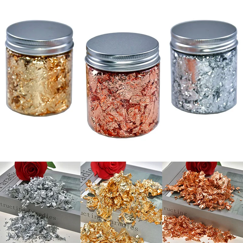 3g Party Supplies Gold Leaf Flakes Confetti Decoration Silver Foil Paper Decorating | Дом и сад