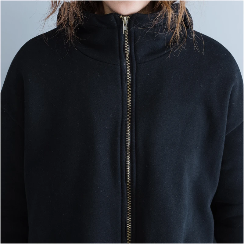 autumn New spring and 2020 Women Zip-up Clothing Long Coat Warm Thick Velvet Black Plus Size Cartoon Hooded Jacket XY23 | Женская одежда
