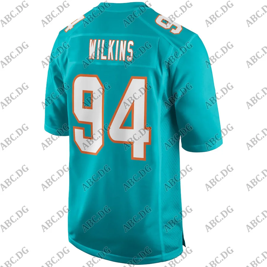 

Customized Stitch American Football Jersey Men Women Kid Youth Miami Christian Wilkins Aqua Game Player Jersey