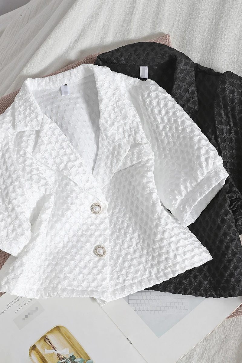 

VANOVICH Temperament 2021 Summer Fashion Women Shirts Cotton Wild New Korean Style Blouses and Tops Short-sleeved Clothing