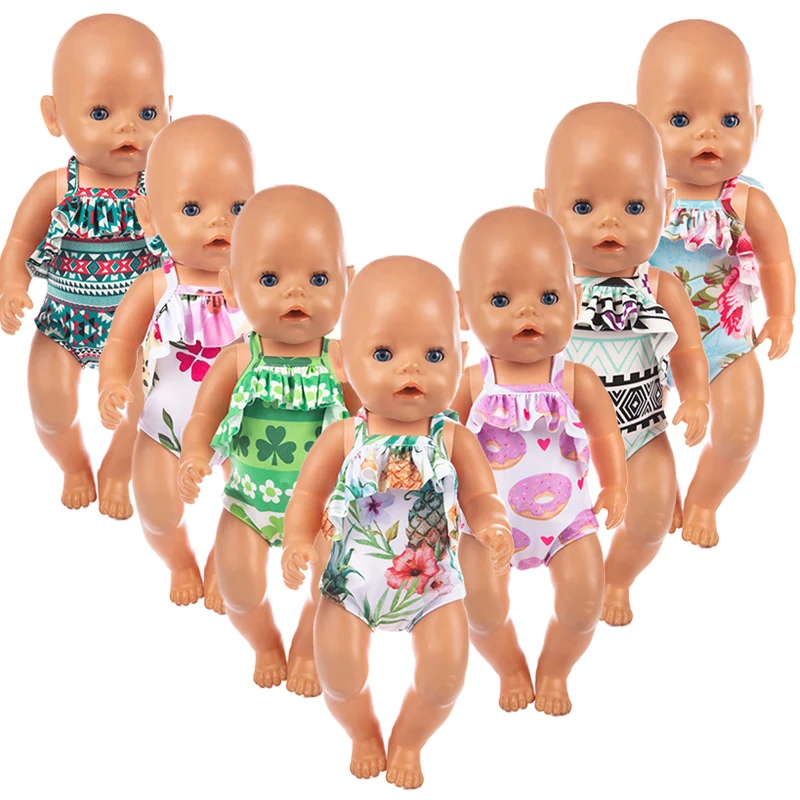

Baby 17 inch Born 42 cm Doll Clothes Accessories Four Leaf Grass Cake Fish Scale Red Star Rose Hanging Neck Hot SWIMSUIT SET