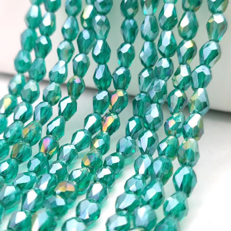 3x5 5x7 8x11mm Teardrop Austria Crystal Beads Waterdrop Shape Faceted Green Glass Beads Loose Spacer Beads Necklace Bracelet DIY