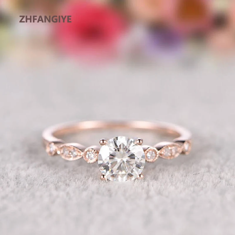 

Trendy Rings 925 Silver Jewelry with Zircon Gemstone Rose Gold Color Finger Ring for Women Wedding Promise Party Gift Ornaments