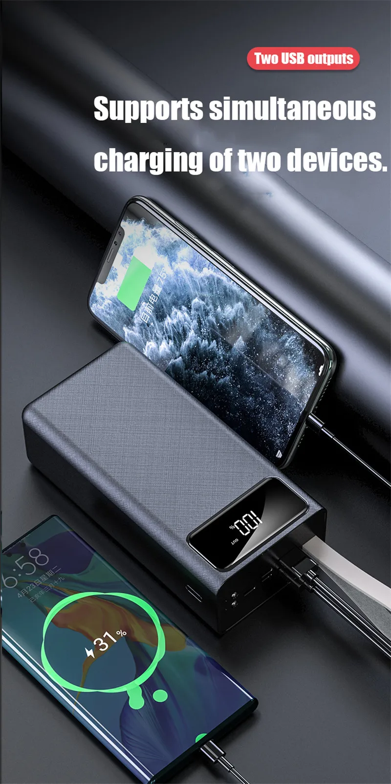 fast charging 3 0 80000mah power bank usb pd power bank portable external battery charger for iphone and android free global shipping