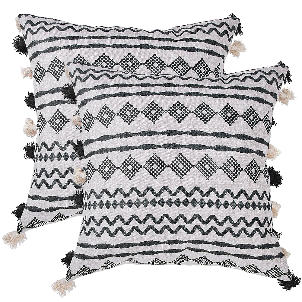 

Nordic Style White Pillow Geometry Cushion Cover Linen Cotton Boho Pillow Cover Home Decorative Sofa Bohemian Throw Pillow Case