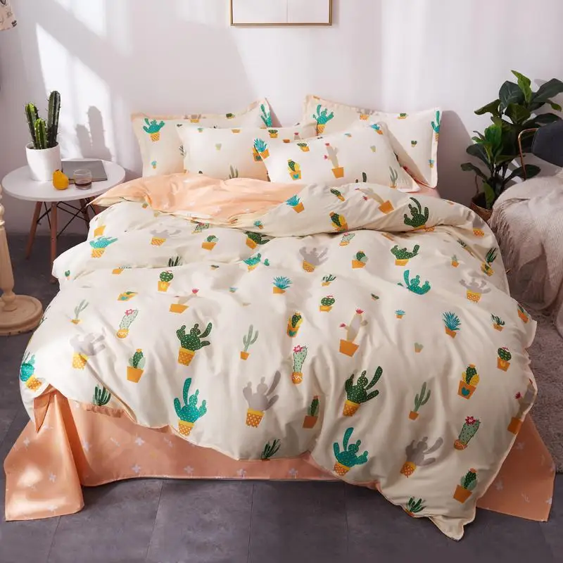 

55 постельные принадлежности кактус постельное белье с геометрическим рисунком Комплект постельного белья 3/постельный комплект из 4-х элем...